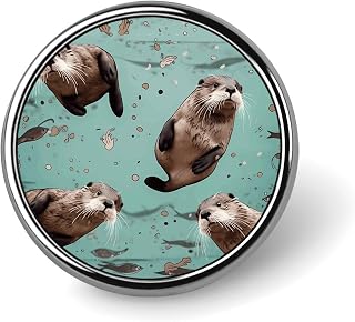 Otters Round Badge Lapel Pin for Bag Hat Backpack | Metal Button Pin for Men Women, Butterfly Pin Back, Lightweight Brooch Badge Holder, for Clothing Accessories Jewelry Décor