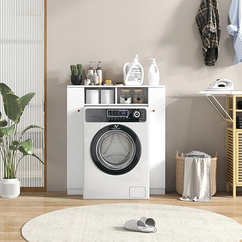 Miniatura 4 de Tangkula Armario de almacenamiento sobre el inodoro, organizador independiente sobre el inodoro con estantes ajustables de 10 niveles y barra