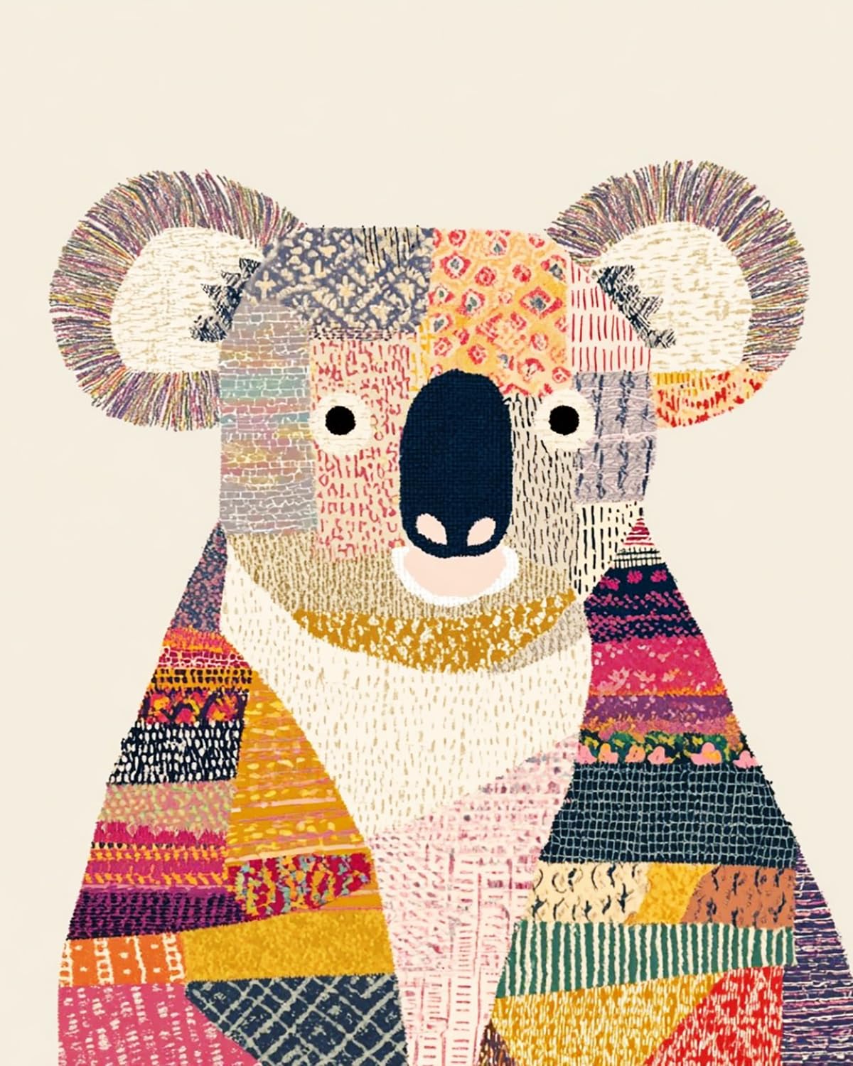 Liubaishi Multicolour Paint By Numbers For Adults, Patchwork Koala, 40X50 Cm Acrylic Canvas Kit With 3 Brushes