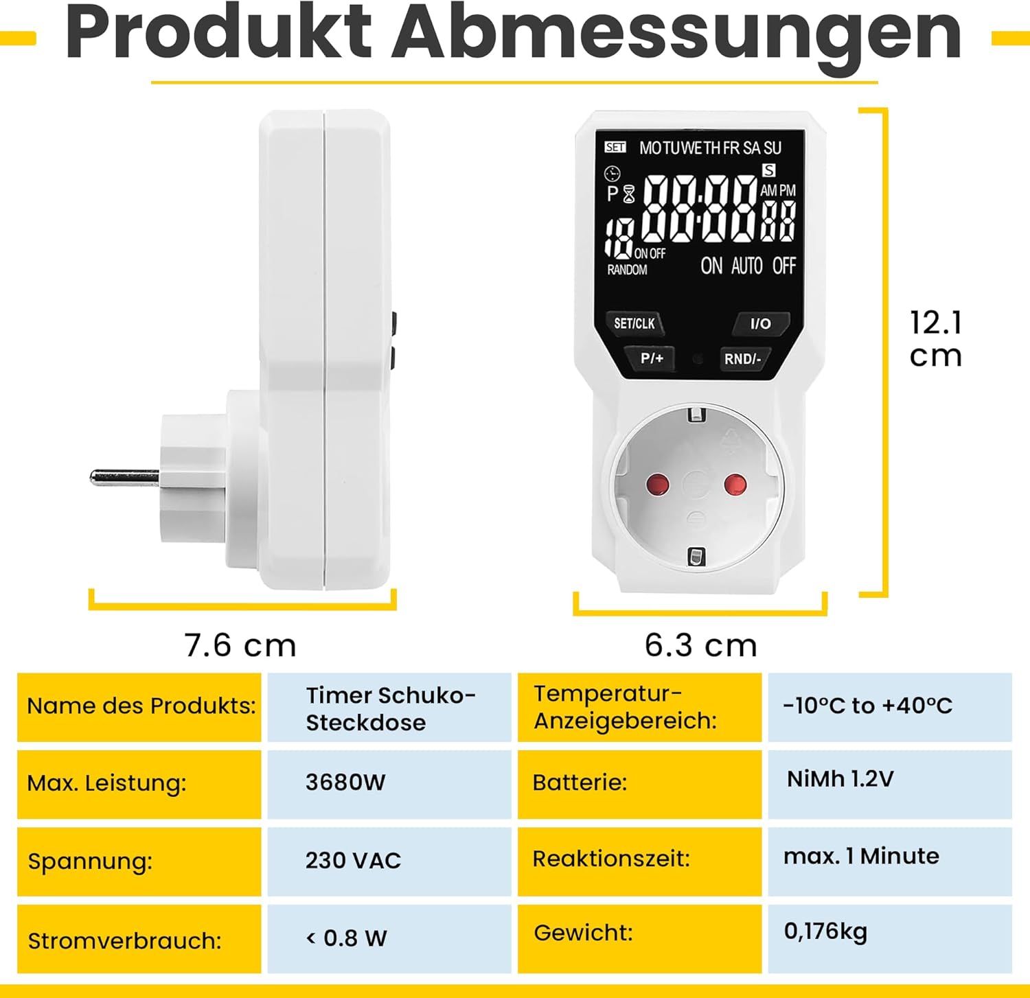 Offgridtec Digital Timer Dimensions and Specifications