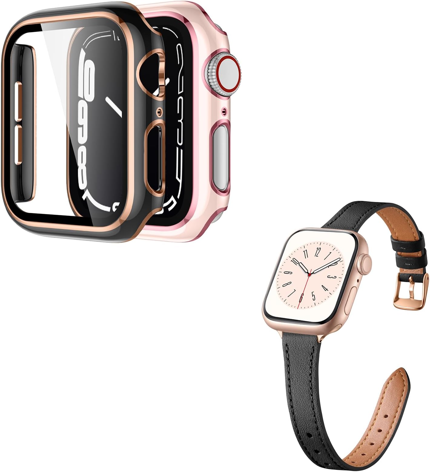 Charlam2Pack Apple Watch Case 40mm with Screen Protector & Slim Leather Band for iWatch SE Series 6 5 4