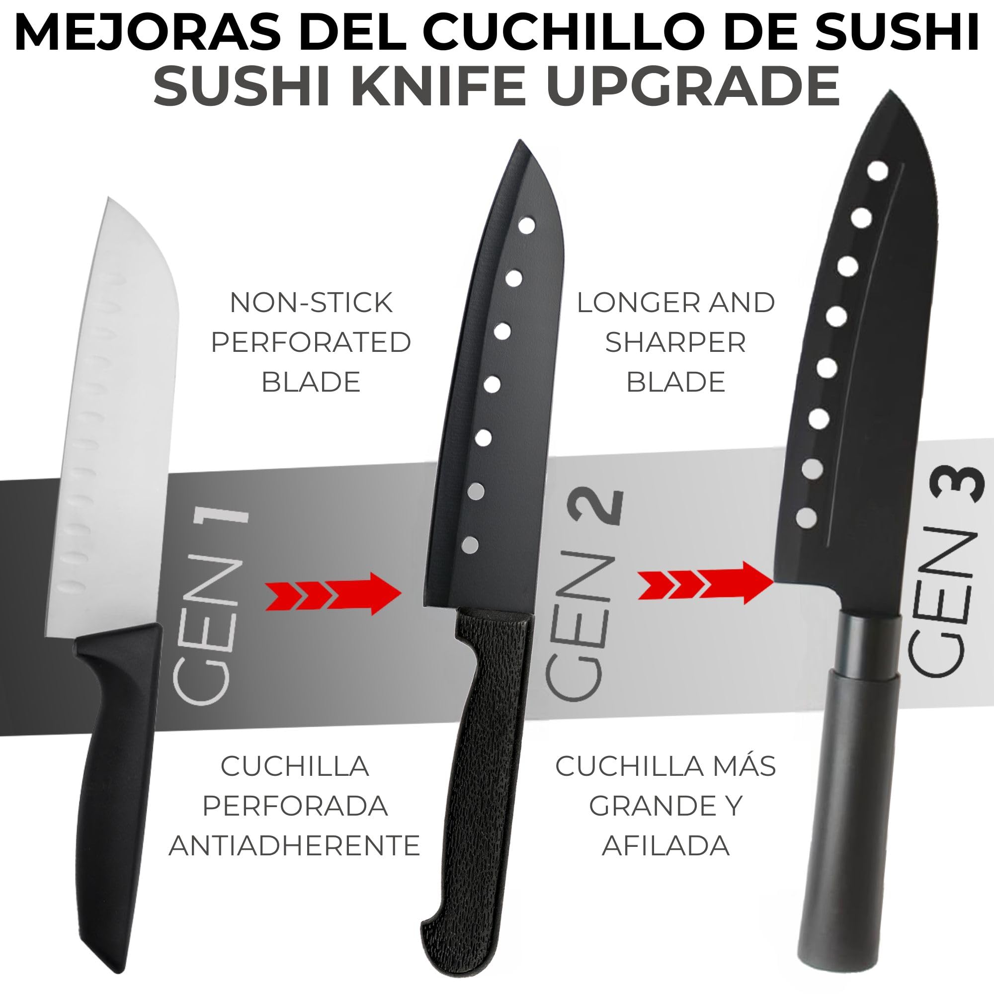 Set sushi completo. Kit sushi fai da te professionale da 17 pezzi. Kit per sushi composto da tappetino di bambù professionale, coltello, stampi di nigiri e onigiri, bacchette, cucchiaio... (Maker B)
