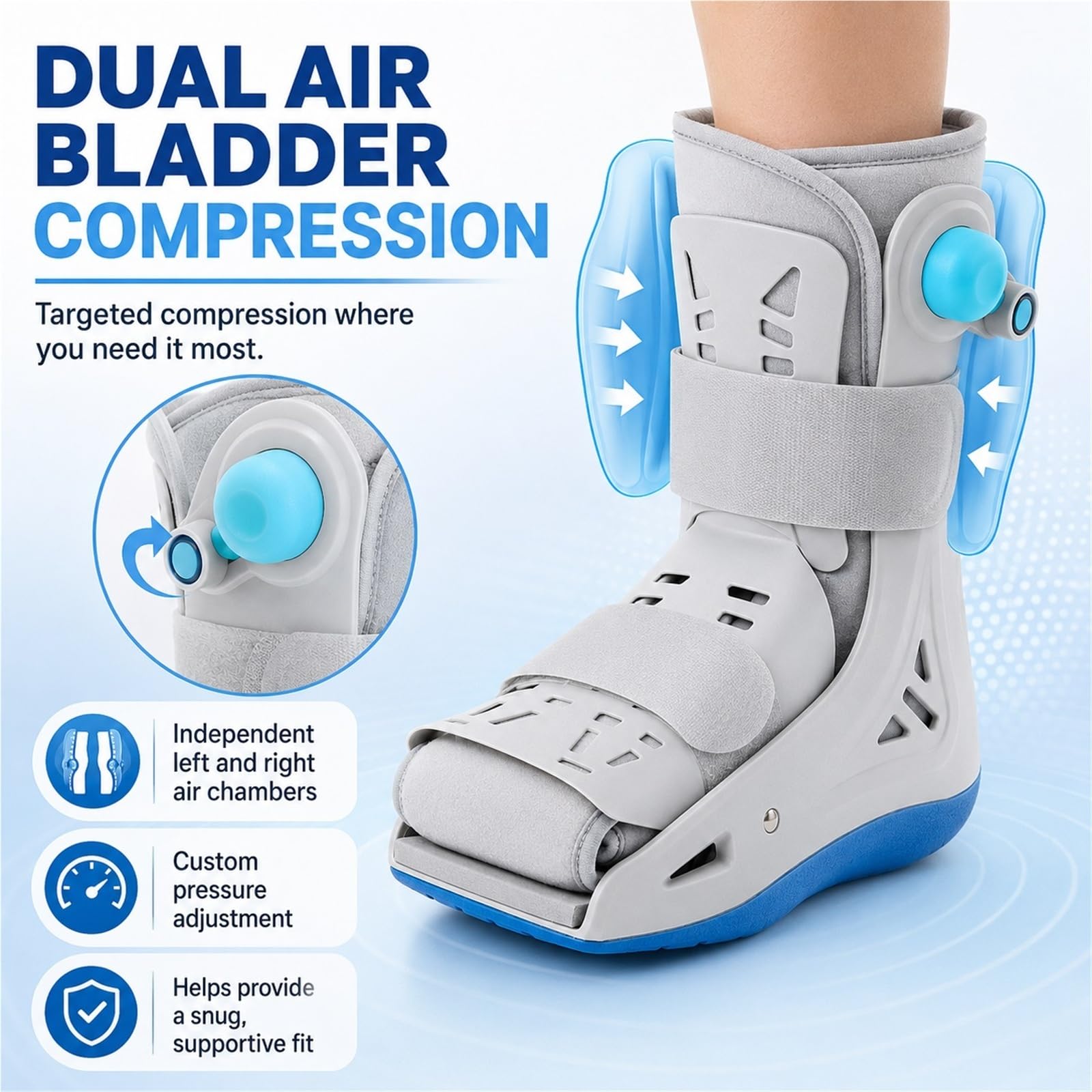 Bota Ortopédica para Fractura de Pie con Doble Airbag Inflable y Suela Antideslizante Bota de Aire para Recuperación de Tobillo Metatarso para Hombre y Mujer(M)