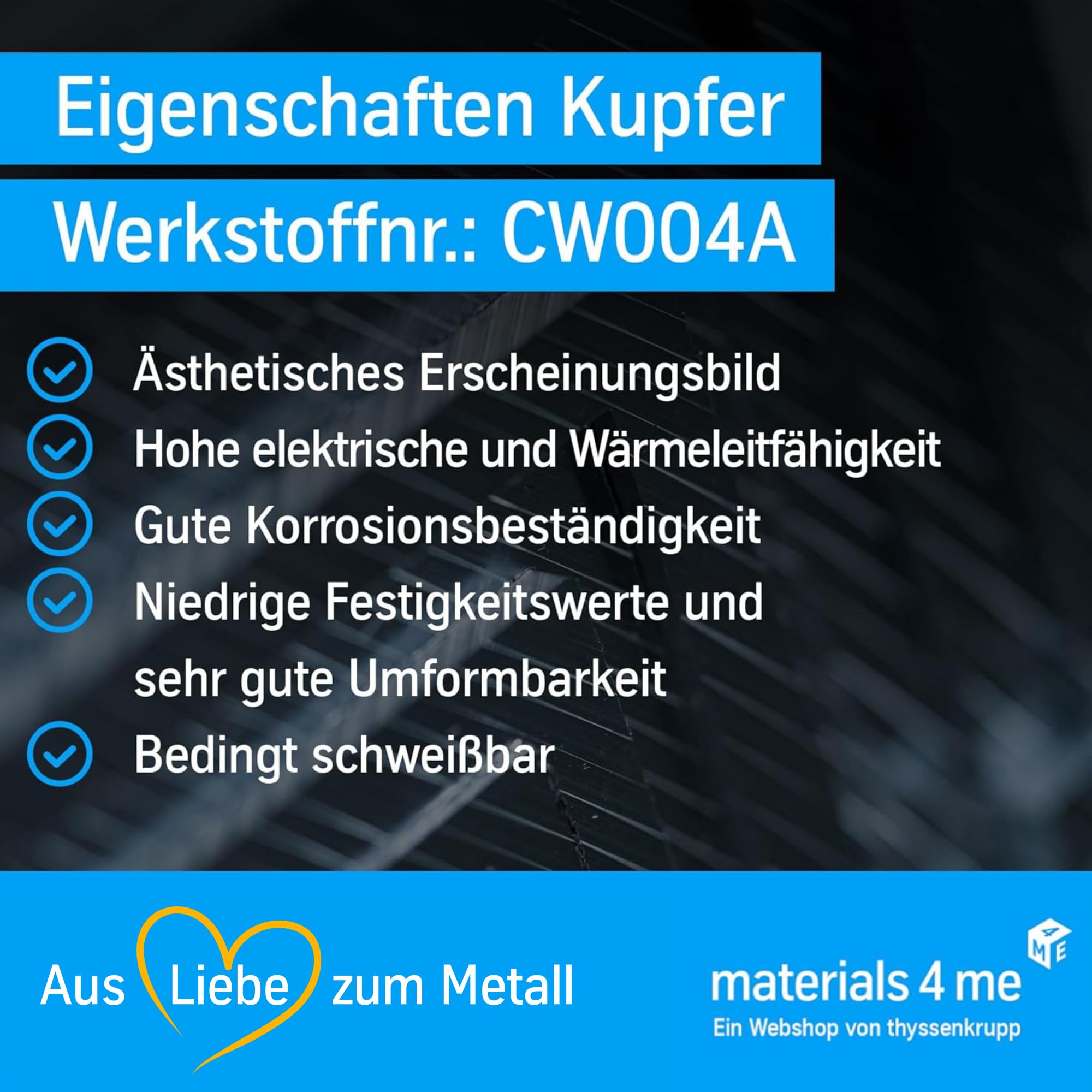 thyssenkrupp Kupfer Rundstab – Kupferstange Kupferstab Rundprofil Rundmaterial Vollmaterial – CW004A Cu-ETP – Ø 12 mm, 2000 mm Länge