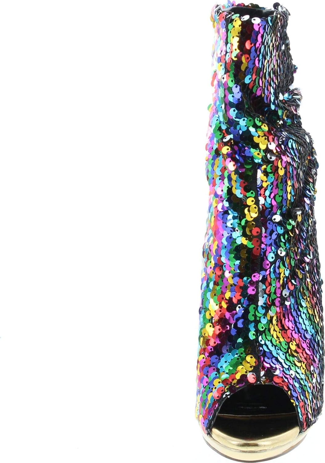 Liliana Maxim-12 Multi Color Sequins Peep Toe High Heel Above Ankle Bootie
