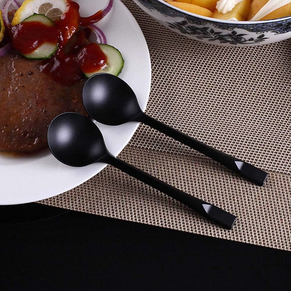 OBTANIM 150 Pack large Disposable Plastic Spoons Heavy Weight Individual Wrapped Teaspoons for Soup Dessert Ice Cream (Black, 6 Inches)