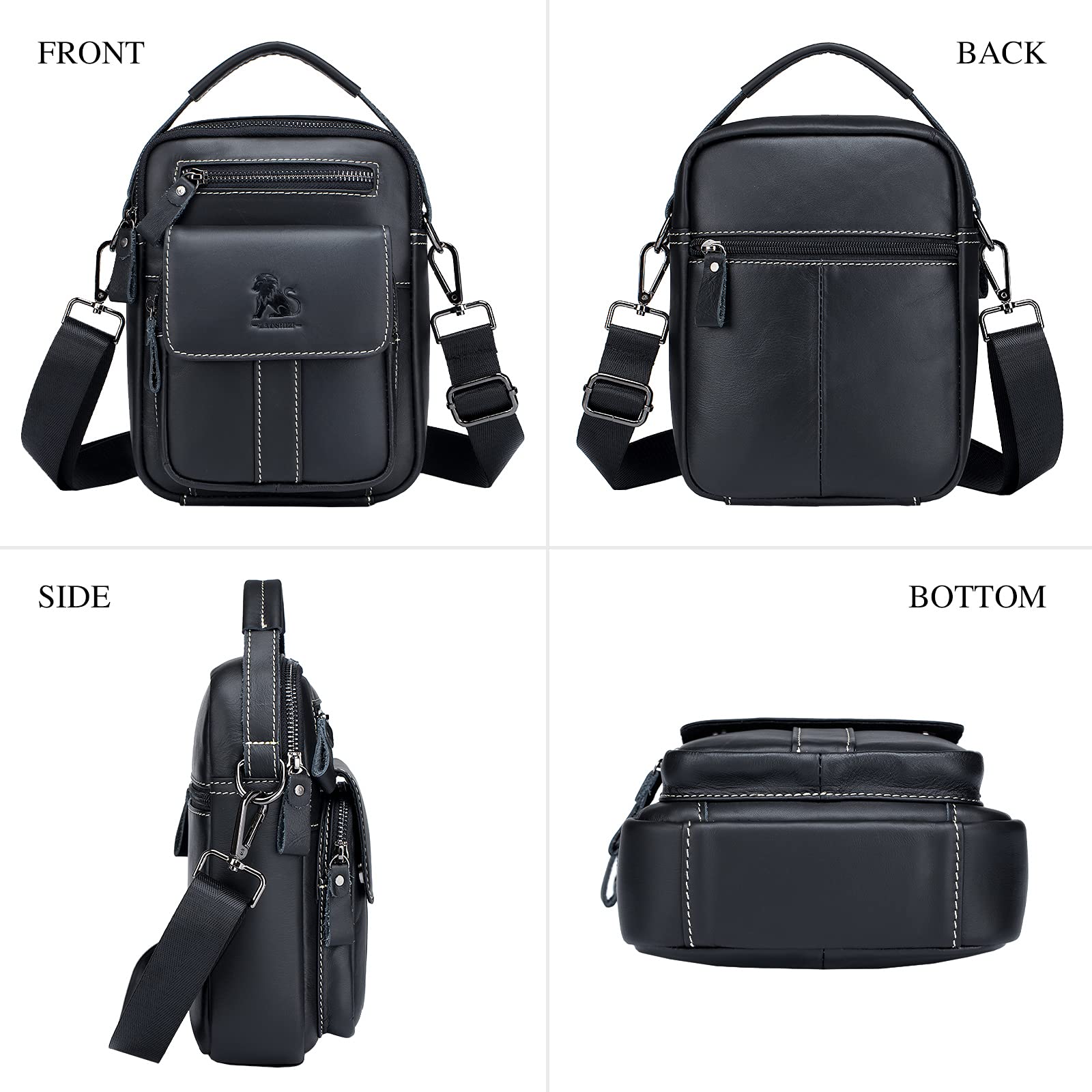 BAIGIO Borsello Uomo Pelle, Borsa a Tracolla Piccola Borsa da Uomini in Vera Pelle Casuale Borse Messenger Borse a Mano Borsa a Spalla per Ufficio Lavoro Viaggio Attività Commerciale