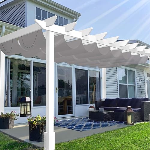 Patio Toldo retráctil impermeable para pérgola, cubierta de repuesto, para exteriores, toldo de alambre ondulado con accesorios para cables para