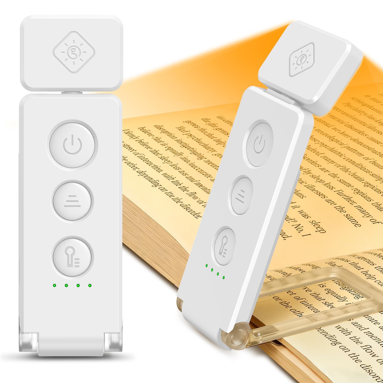 Glocusent Leselampe Buch Klemme 12 LED mit Lesezeichen-Funktion | 100h Betriebsdauer Buch Klemmlampe, 5 Farben und 5 Helligkeitsstufen, Augenschonend für Buchliebhaber und Kinder (Weiß)