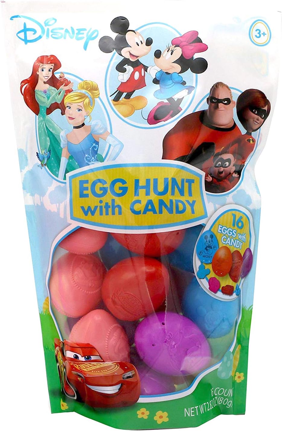Disney Characters Easter Egg Hunt Assortment With Surprise Golden Egg, 16 count