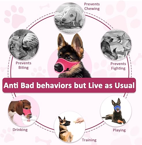 Miniatura 5 de LUCKYPAW Bozal Suave para Perros de Tamaño Mediano a Grande Beagle Labrador Pastor Alemán, Bozal para Perros para Evitar Mordeduras y Masticaciones