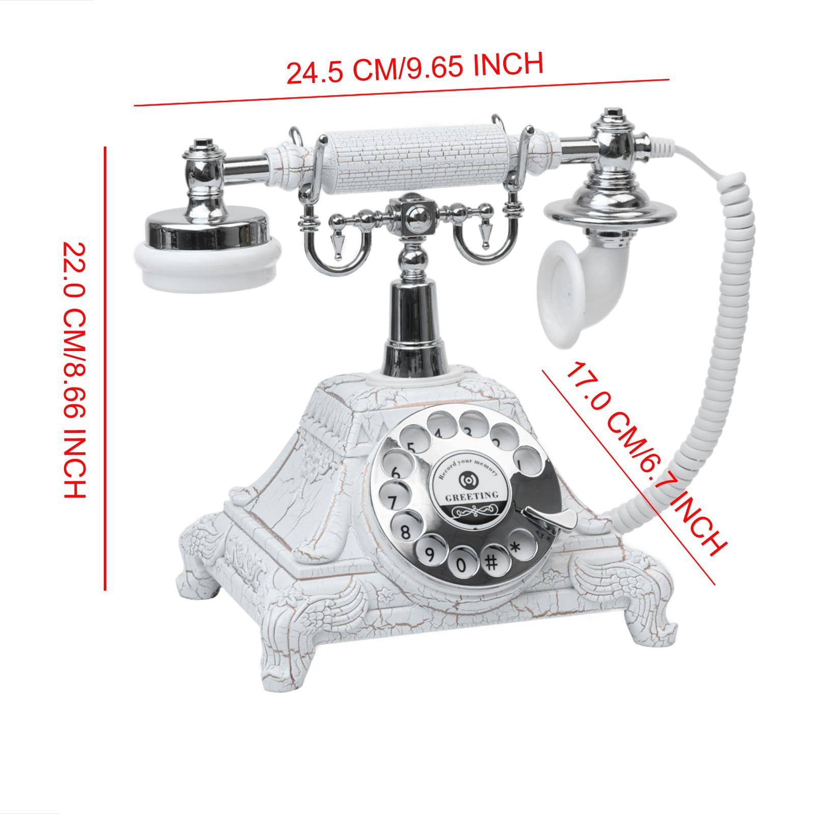 Księga gości audio, telefon weselny, księga gości, telefon, styl vintage, wiadomość dźwiękowa, poczta głosowa na ukończenie szkoły, przyjęcie emerytalne, urodziny, baby shower, specjalne okazje (biały