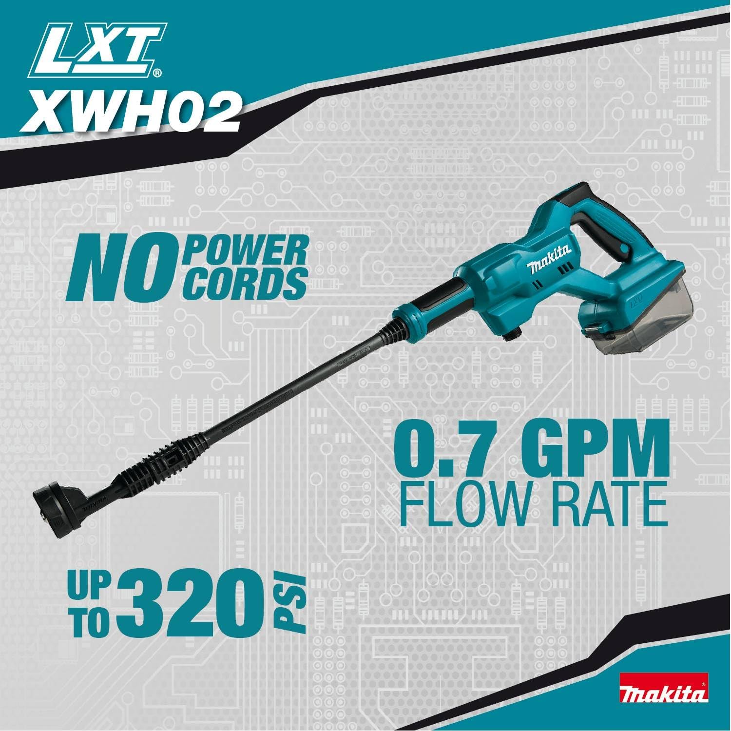 Makita XWH02Z 18V LXT® Cordless 320 PSI 0.7 GPM Power Cleaner, Tool Only