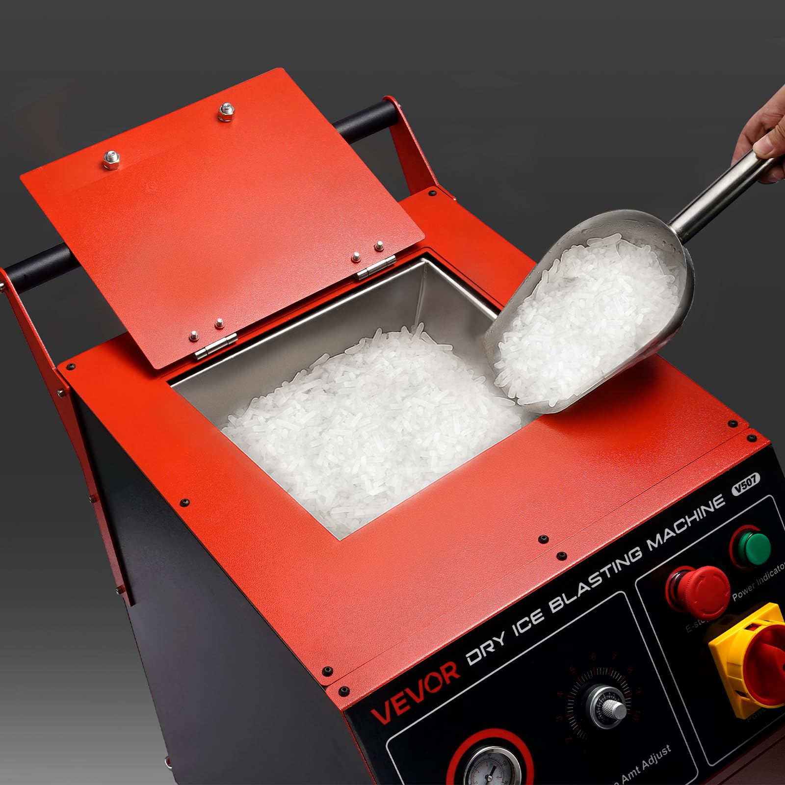 VEVOR Máquina de Limpieza con Hielo Seco, Capacidad de 7,5 kg, con 4 Boquillas, Presión y Cantidad de Hielo Seco Ajustables, para Aplicaciones Automotrices, Navales, de Aviación y Químicas, Negro