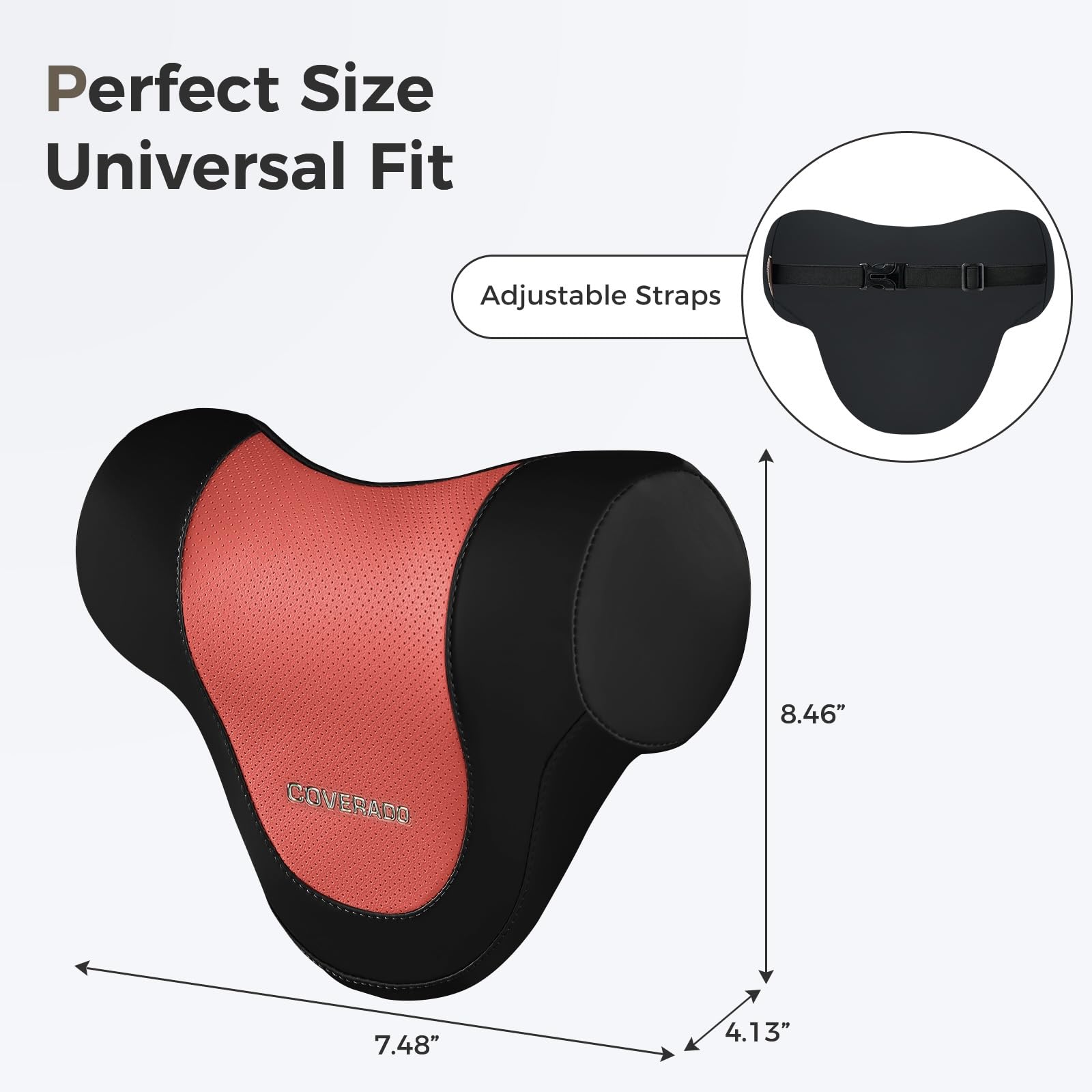 Coverado Car Headrest Pillow Ergonomic Memory Foam Car Neck Pillow for Driving Seat with Adjustable Strap Soft PU — view 7