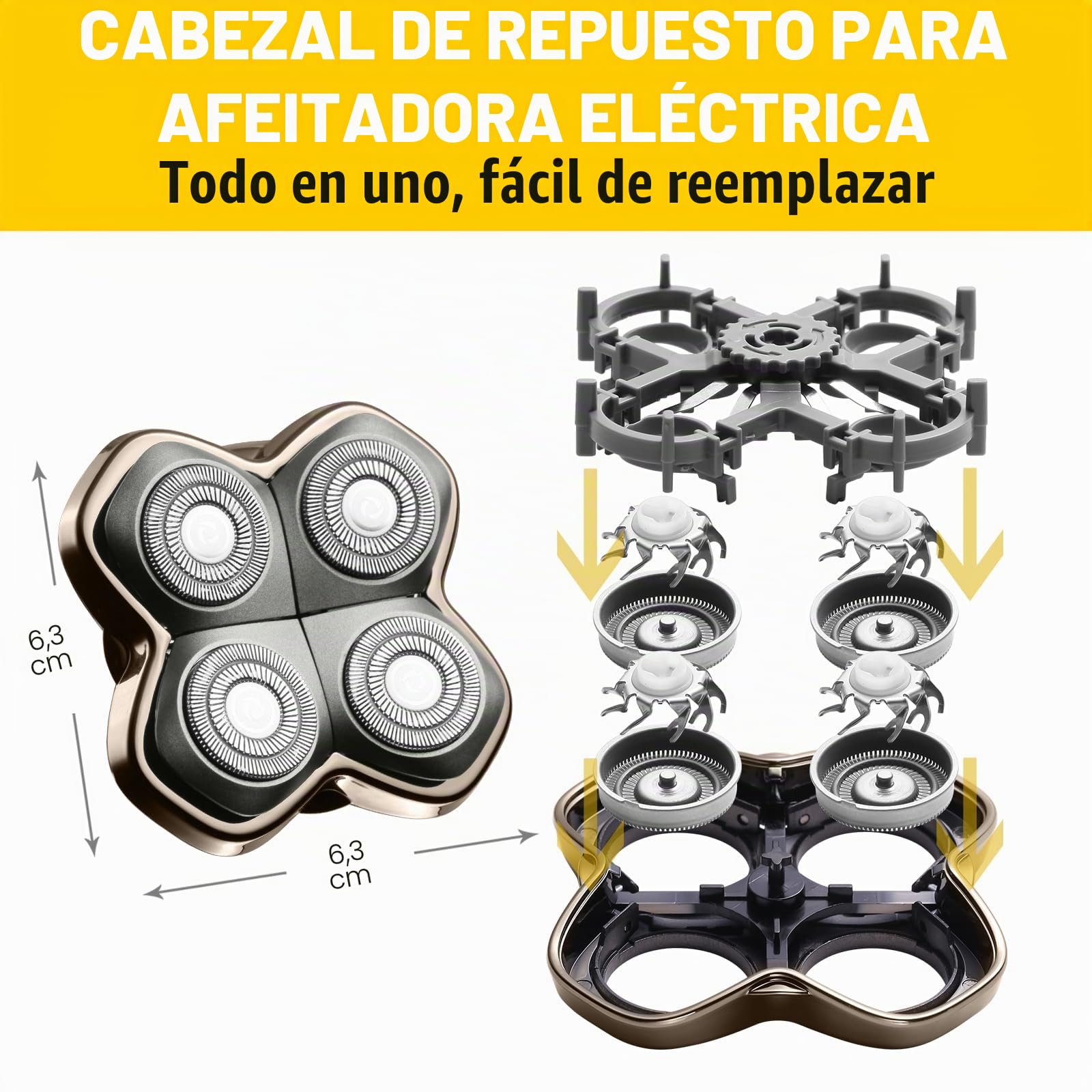 Cabezales de repuesto Pro 4 para afeitadoras Pitbulls Gold, Silver, Platinum y Butterfly Kiss
