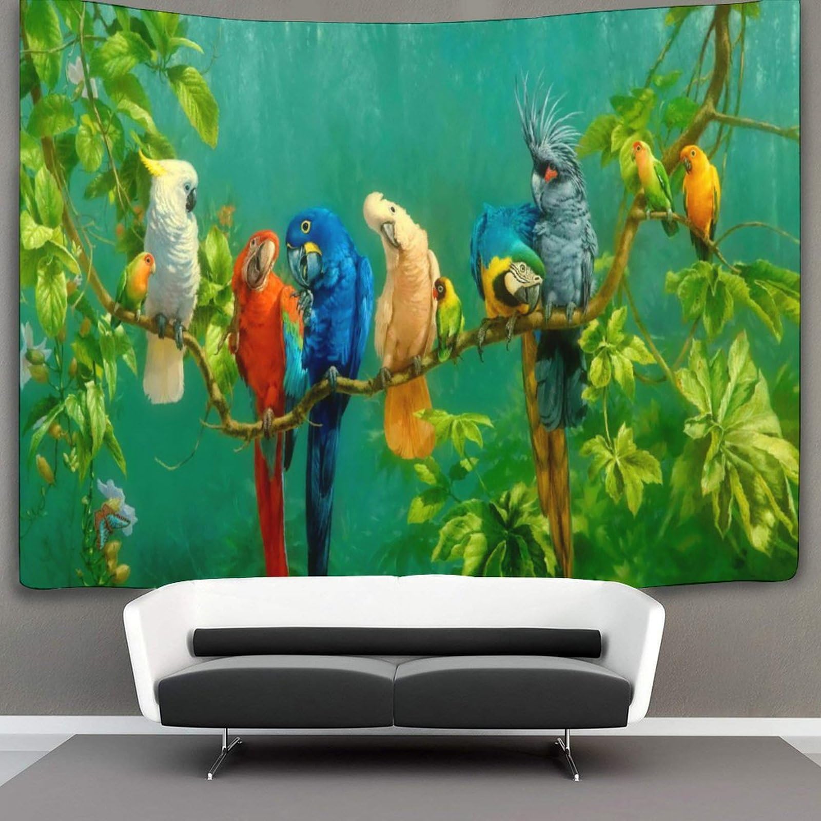 kaiyun Tropical Parrots Decor Tapestry,Birds Animals Wall Art Tapestries Wall Hangings for Living Room Bedroom Dorm 180cmx230cm