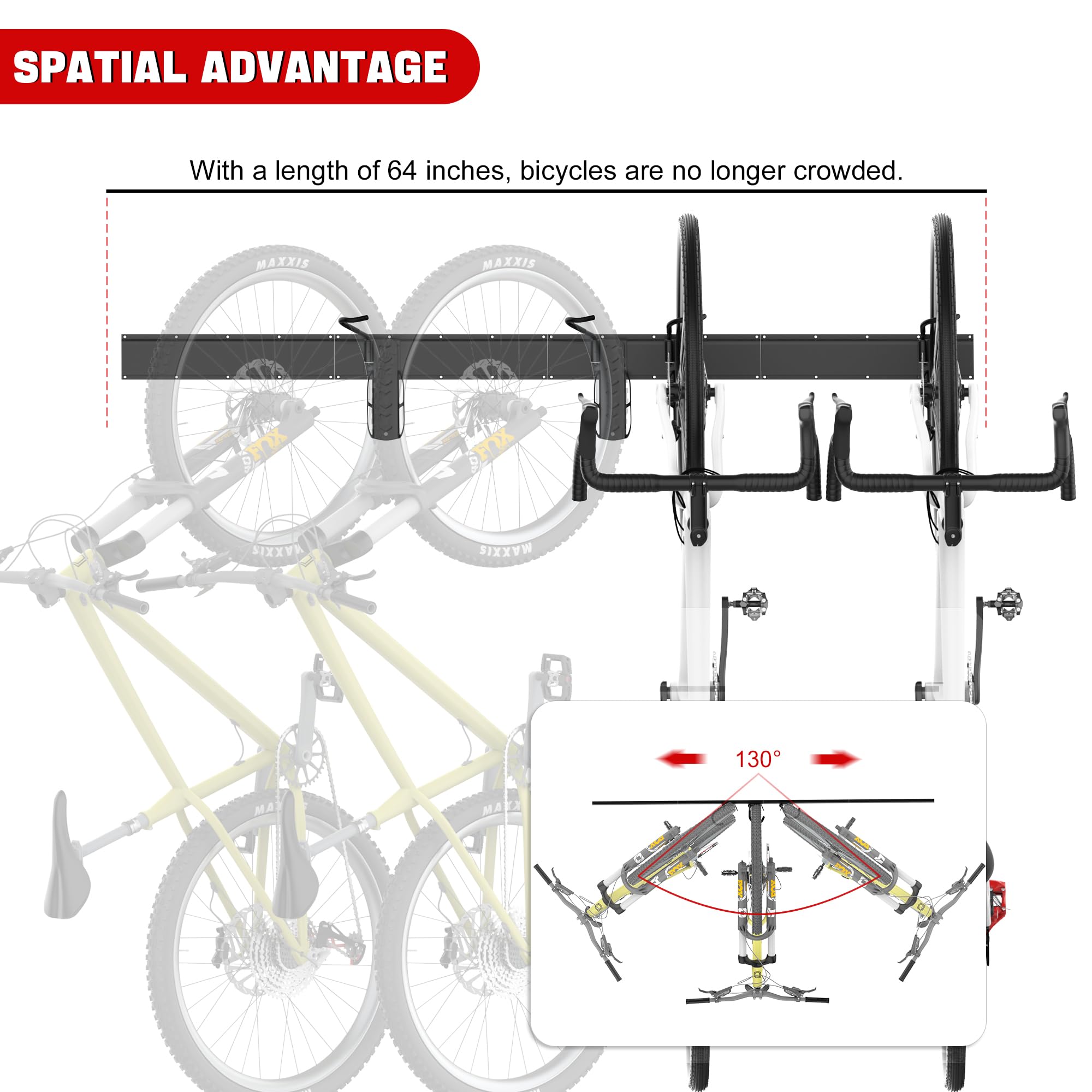 Ultrawall Swivel Bike Storage Rack, Adjustable Wall Mounted Bike Rack for Garage, Vertical Bike Hanger for Indoor Bicycle Storage, Space Saving Bike Holder
