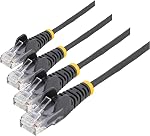 StarTech.com 1 ft CAT6 Cable - Slim CAT6 Patch Cord - Black- Snagless RJ45 Connectors - Gigabit Ethernet Cable - 28 AWG - LSZH (N6PAT1BKS) | 8K 60Hz/4K 120Hz, HDMI 2.1 Cord with HDR10+ / eARC, Certified, HDMI21-CBL-8K60-50CM