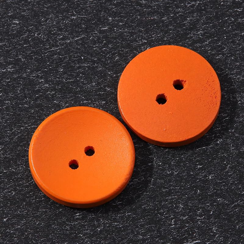 Metalowe guziki do płaszczy, 50 szt. drewnianych guzików, 2 dziurki, na ubrania, swetry rozpinane, płaszcze, projekty rękodzielnicze(Orange,30 mm)