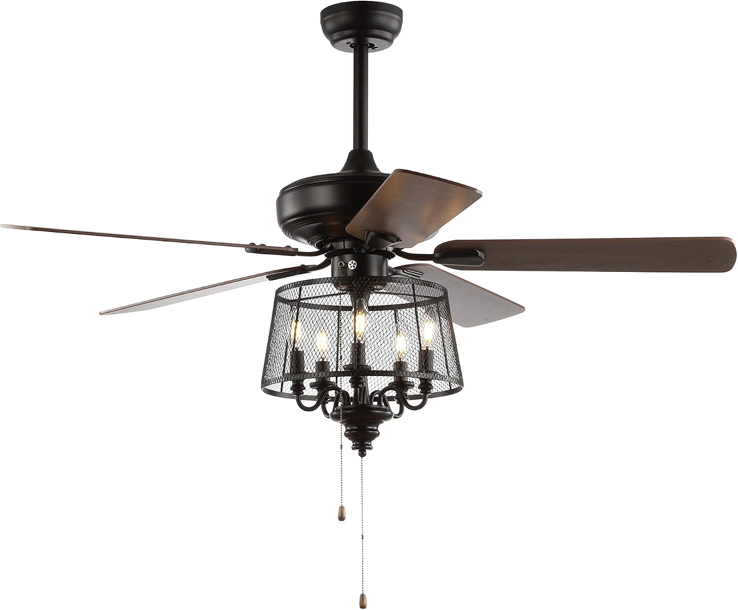 SAFAVIEH Lighting Jonie 5-light Ashwood/Brown Reversible Blades 52" 3-Speed Ceiling Fan (LED Bulbs Included)