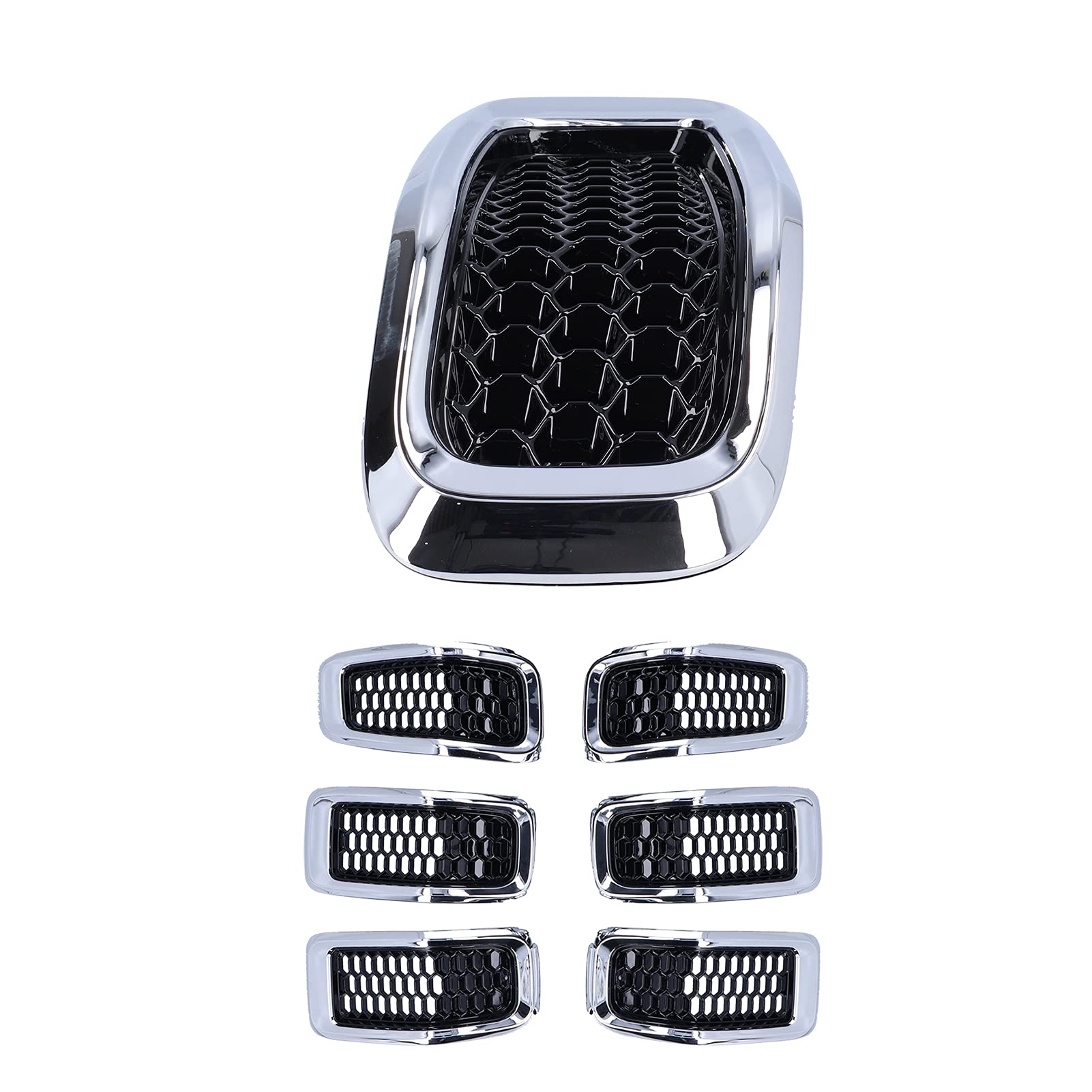 Generic Inserti per Griglia Anteriore, Rivestimento in Rete Elegante e Resistente, Adatto per Cherokee 2014-2018, 7 Pezzi per un Aspetto Elegante, Adatto per gli Appassionati di Auto (cornice