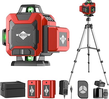 Laser Level 360 Self Leveling with Tripod WEIDDW 4D Lazer Level 4x360° Cross.