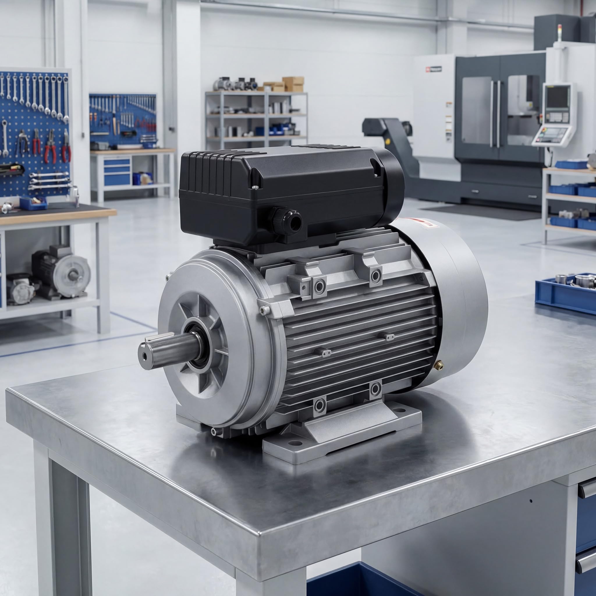 Wiltec Moteur électrique monophasé 2 pôles – 230 V, 2,2 kW (3 CV), 2850 tr/min – avec Condensateur de démarrage et Bobinage en aluminium – Moteur asynchrone