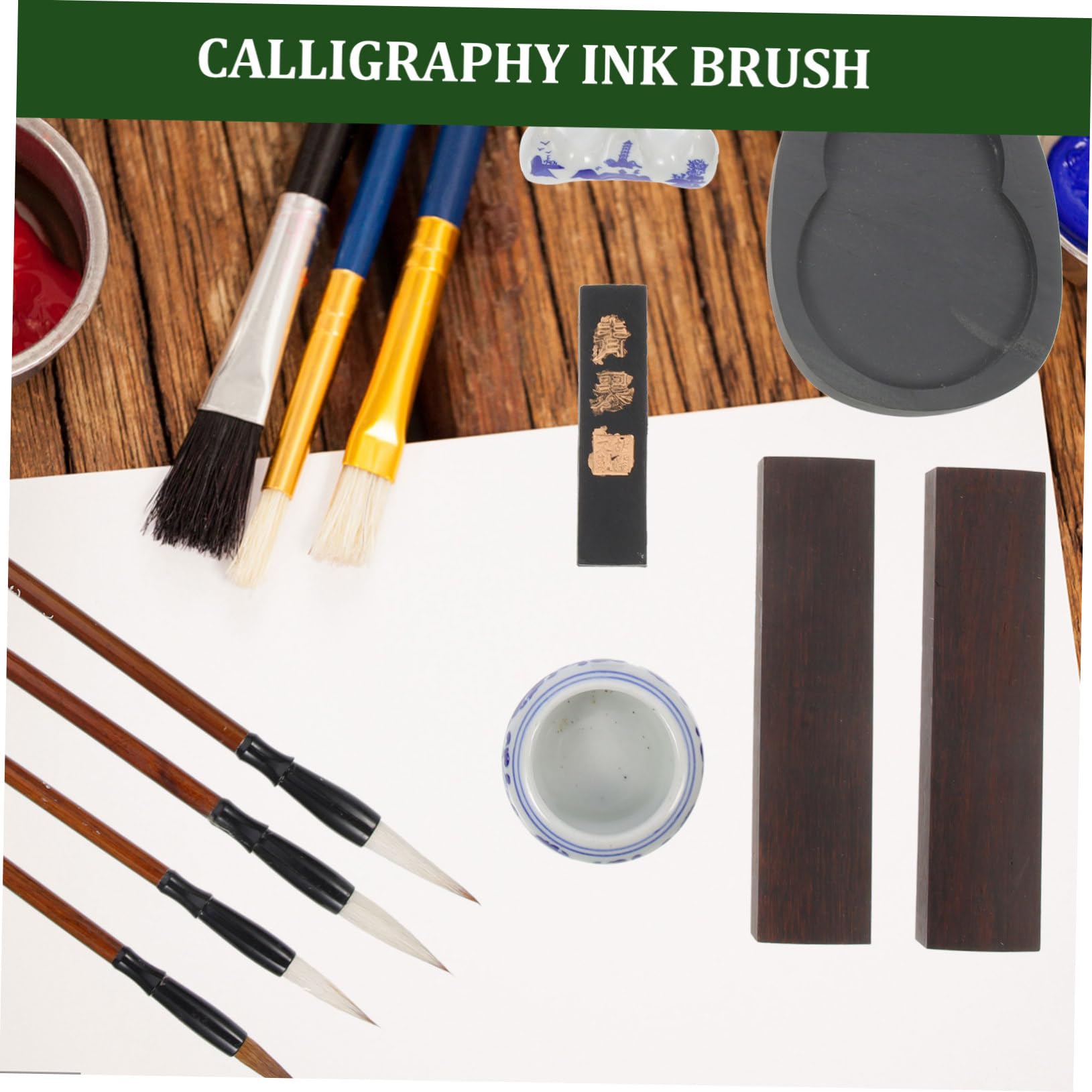Set di Pennelli per Calligrafia per Studenti, in Legno