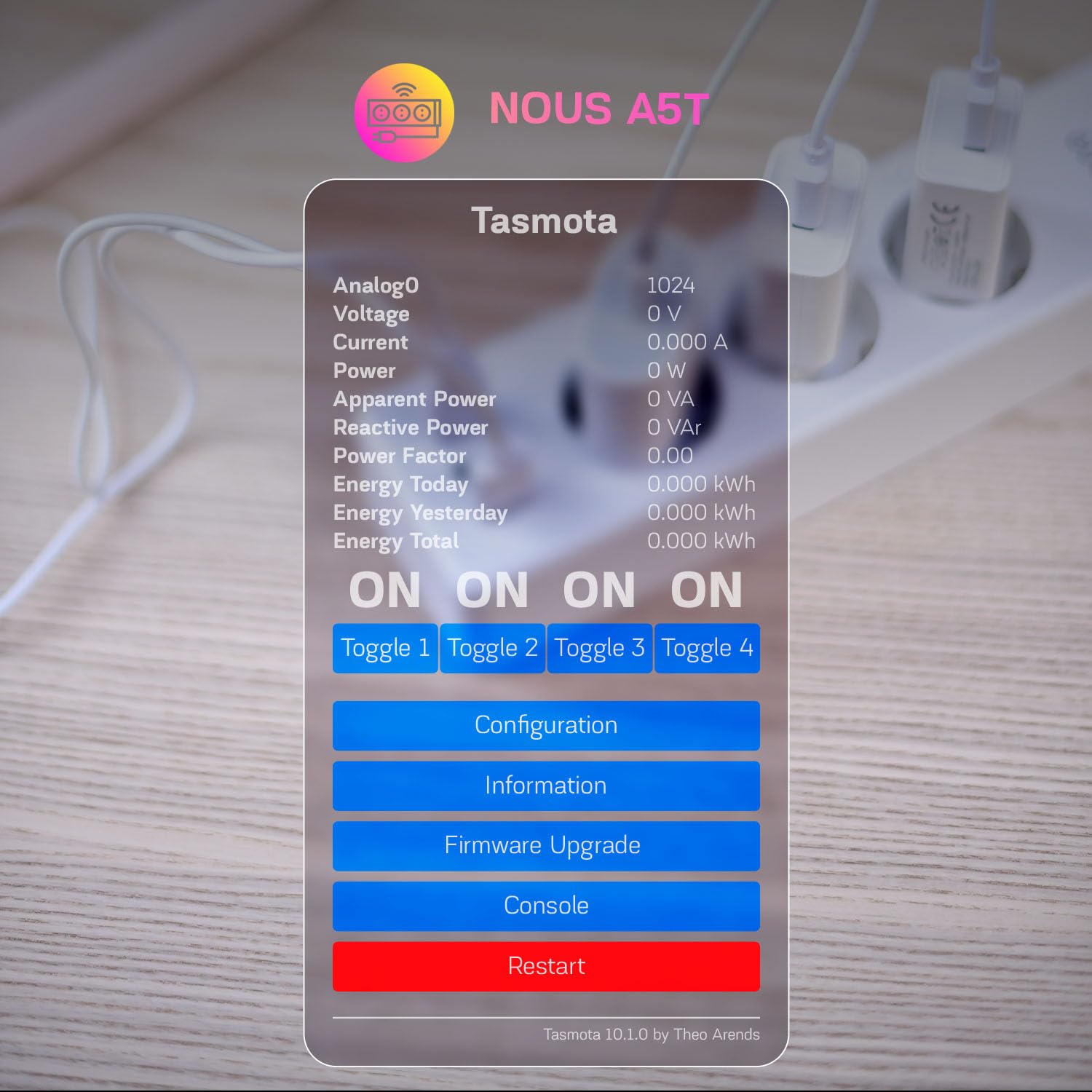 Tasmota Nous A5T Multiprise WiFi Intelligente, 3 Prises + 3 Ports USB, Compatible avec Assistant Vocal, Alexa, Home Assistant, Mesurer la Consommation électrique, Protection Surtension, 1.5m