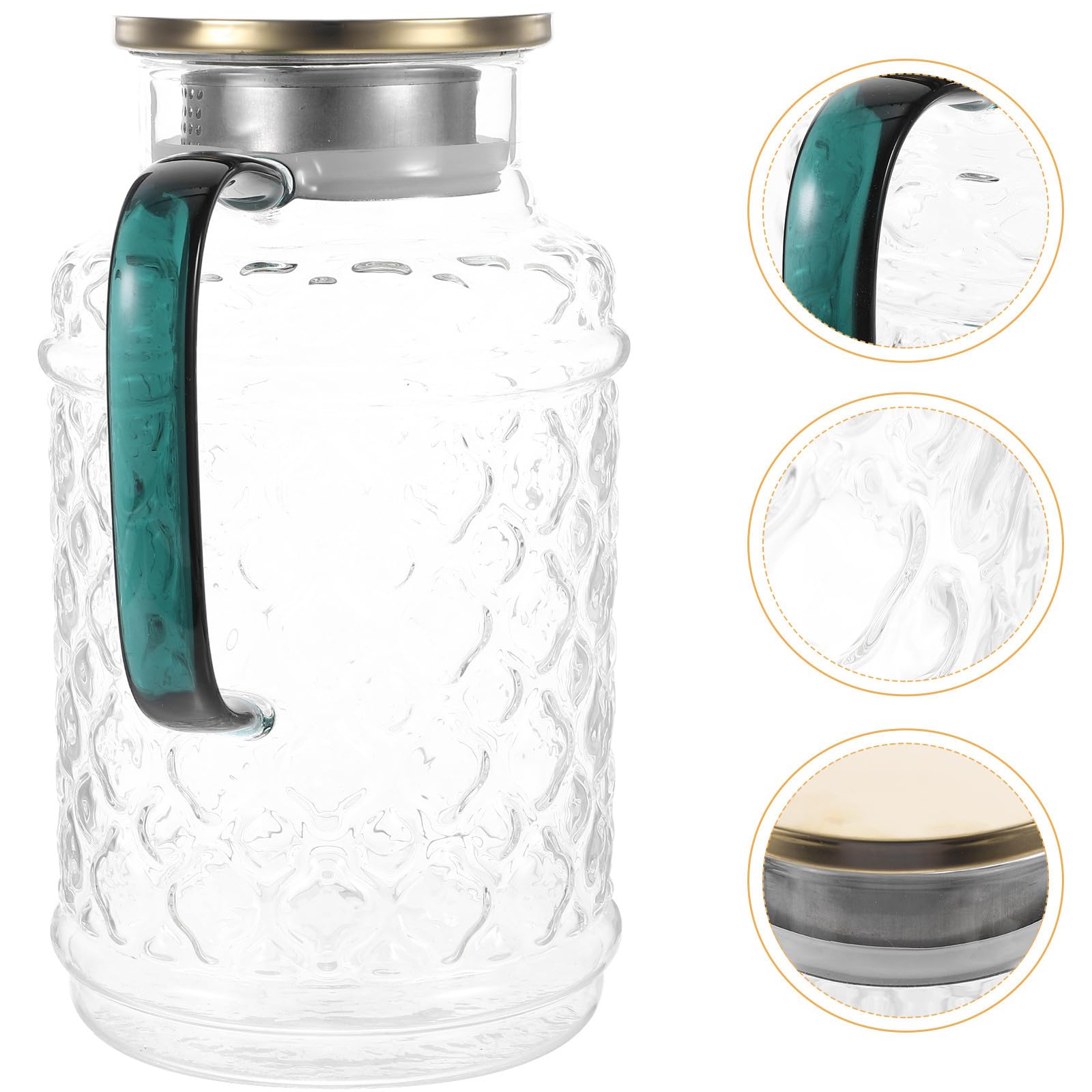 BESPORTBLE Jarra de Vidrio con Tapa y Asa Grande Capacidad 1.7 Litros Diseño Antigoteo para Agua Fría Jarra de Té para Nevera para Uso Doméstico y Fiestas