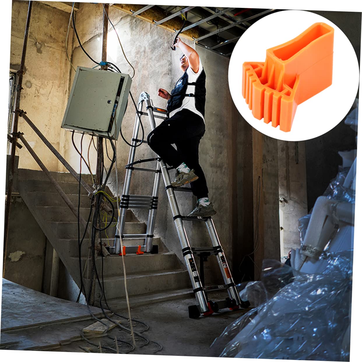 2 Set Tappetino Antiscivolo Pastiglie Scala Ladder Scala Pieghevole Gambe Della Scala Accessorio Per La Casa Piedini in Gomma Tappetino Gomma Da Cancellare Arancia 8 Pezzi * 2