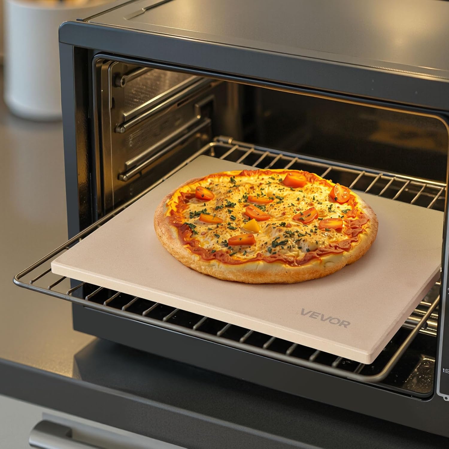 VEVOR Pizza Stone, 20 x 14 x 0.67 in Rectangular Pizza Stone, Extra Large Baking-Stone with Scraper, 1450℉ Heat-Resistant Cordierite, for Oven, BBQ Griller, Baking Bread & Pizza