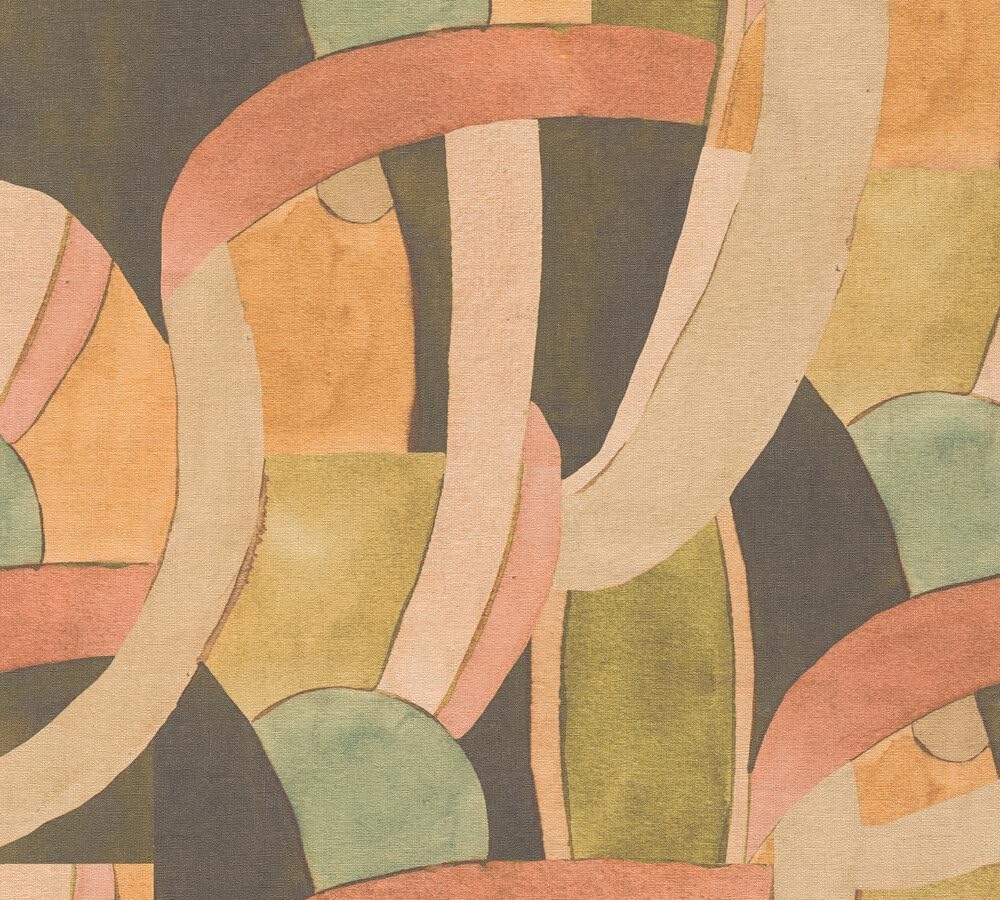 Livingwalls Anna D'Andrea 782143 Non-Woven Wallpaper Graphic 10.05 m x 0.53 m - Brown, Green, Red, Beige - Smooth Wallpaper
