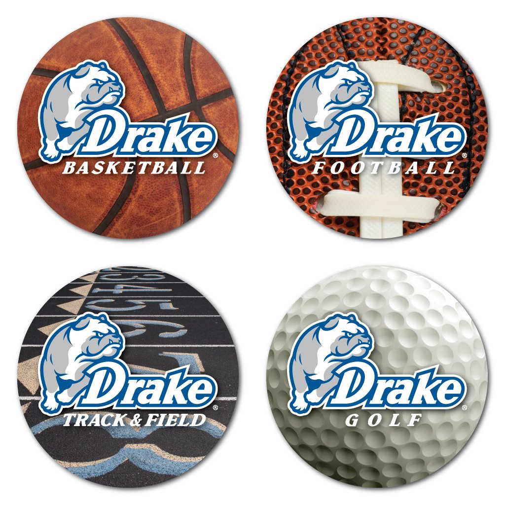 VictoryStore Coasters - Drake University Coaster Set, Sports Design, Set of 4