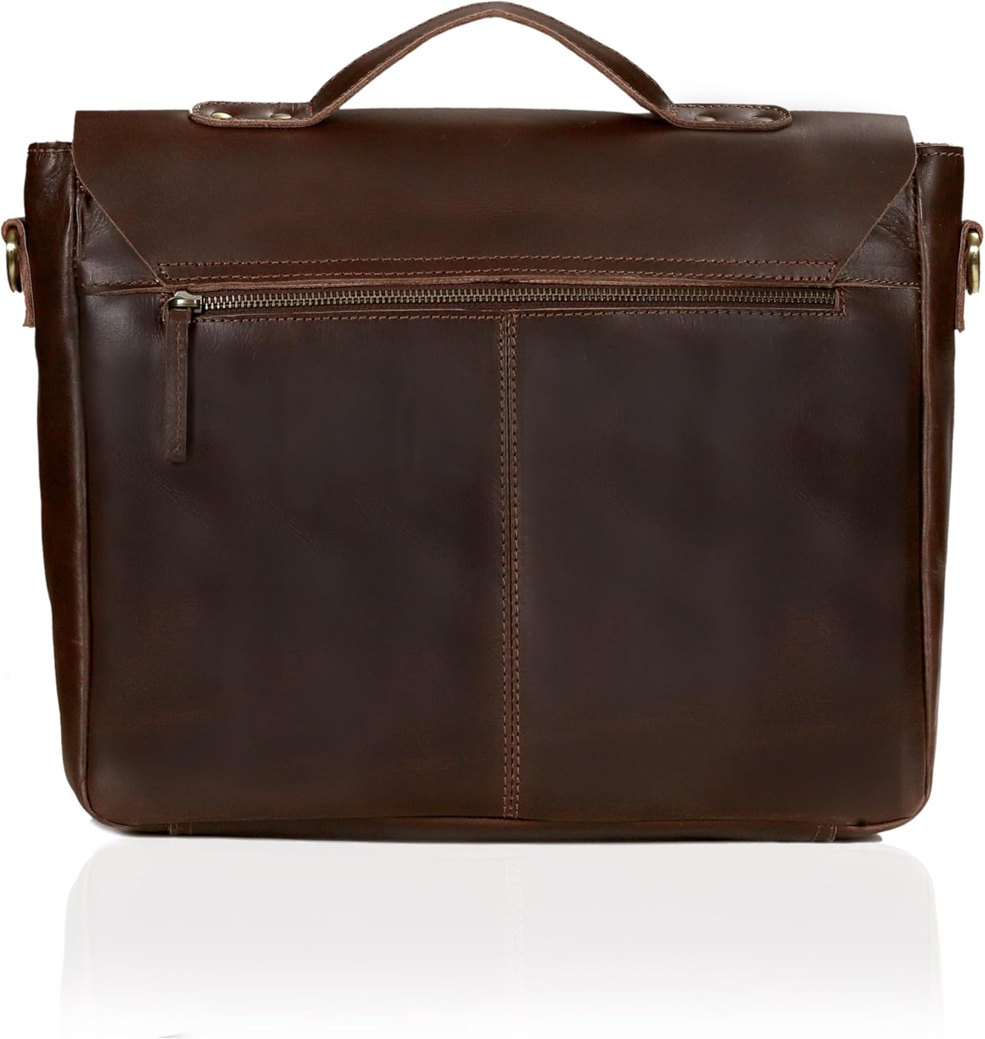 Unisex Brown Leather Messenger Bag - 14.5" x 11" x 4", Fits 15" Laptop, Pebbled Leather, Adjustable Strap, Ideal for Daily Use & Travel