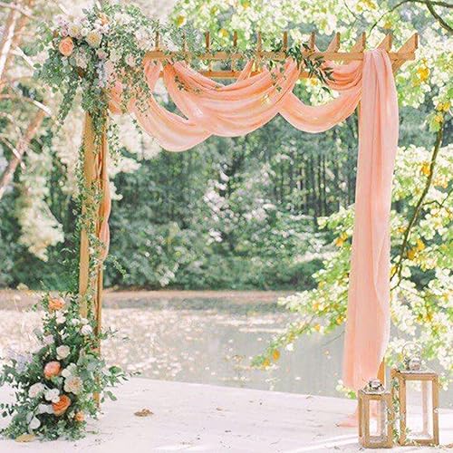 Miniatura 2 de FUHSY Cortinas de tela de gasa rosa melocotón para arco de boda, cortinas de tela de gasa de 20 pies, 1 panel, cortinas transparentes para arco de