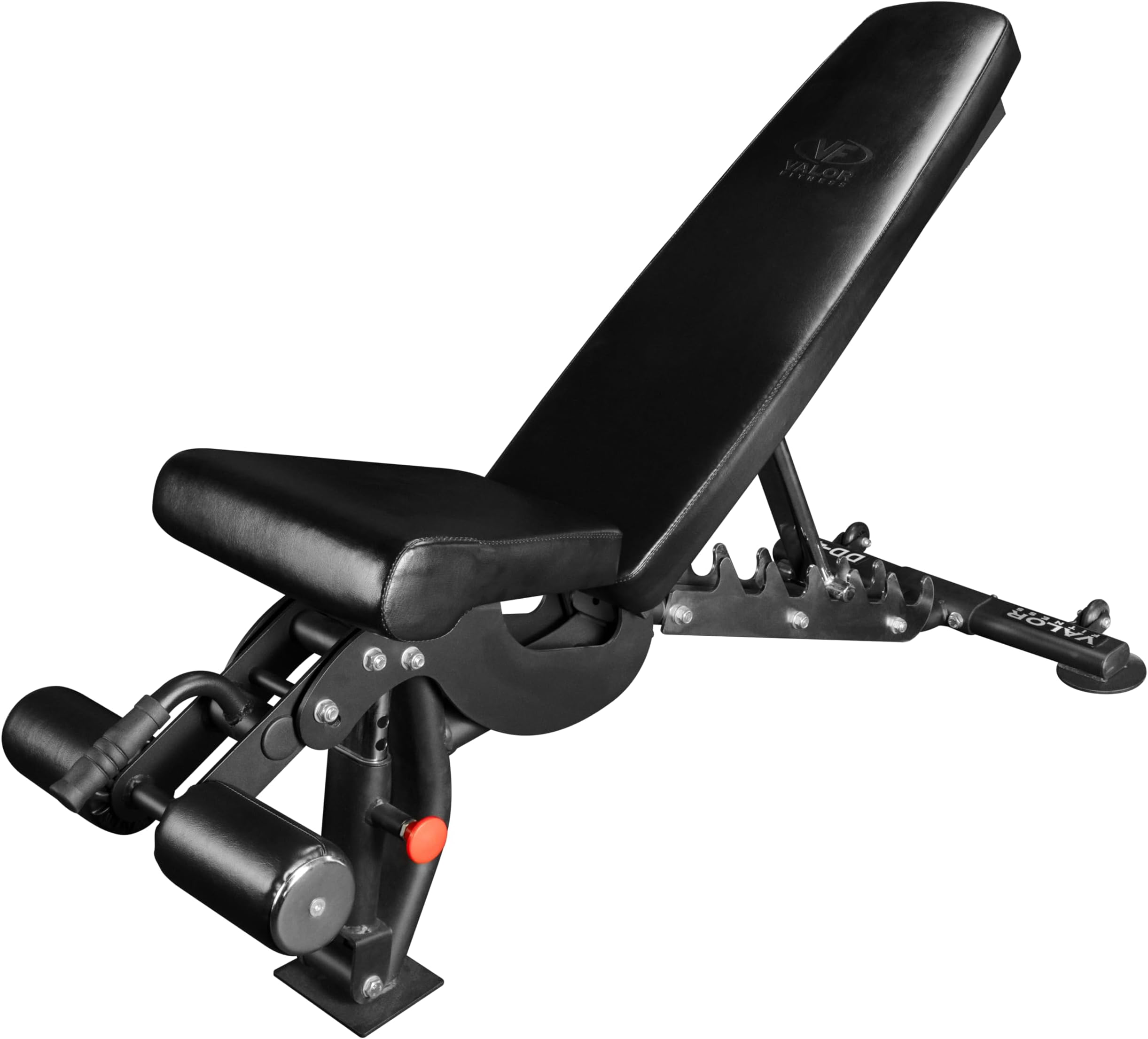 Valor Fitness Adjustable Weight Bench with Leg Support – 7 Position Flat Incline Decline Bench with Wheels for Home Gym Strength Training – 1,000 lb Max Weight