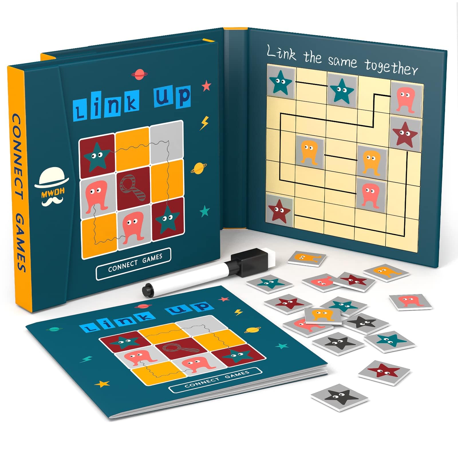 Azonee Connect and Link Up Matching Game, Connect Two Same Card Together with Line, Developmental and Educational, Multiple ways to Play, Boys Girls Gift for Kid 3 4 5 6 7 8 3 4 5 6 7 Years Old 36Pcs