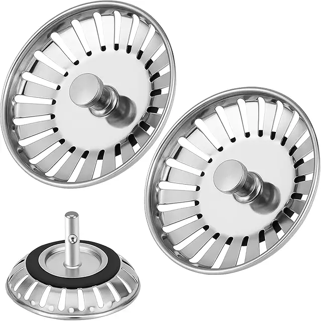 2-Pack Stainless Steel Kitchen Sink Basket Strainer Plug - 80mm Diameter