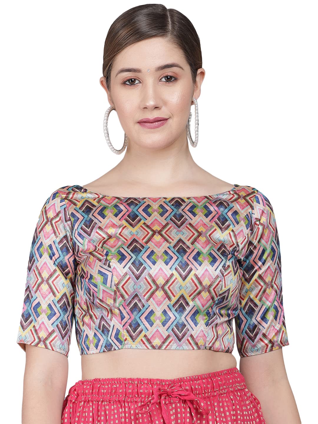 AbhisaWomen's Art Silk Printed Half Sleeve Blouse