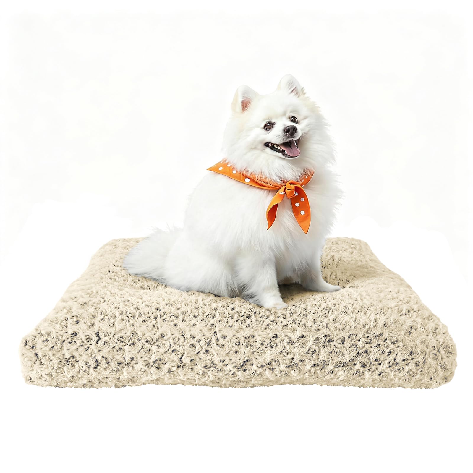 Homaxy Thick Dog Bed Medium, Soft Orthopedic Dog Crate Mattress Anti-Anxiety Calming Puppy Beds with Non-Slip Bottom Washable Pet Cushion Cat Bed, 59x46x8cm, Beige