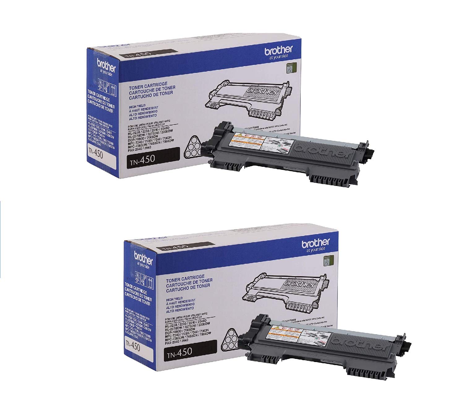 Brother TN450 High Yield Toner Cartridge - Retail Packaging - Black, 2-Pack