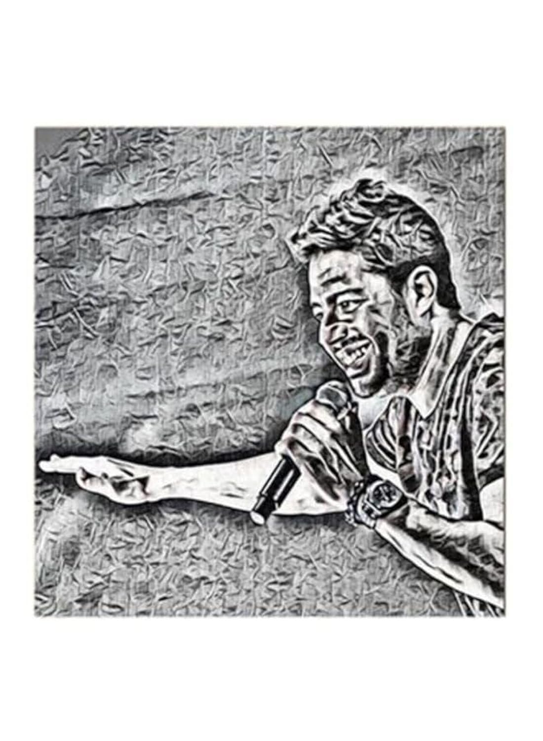 RYN Mohamed Hamaki Mdf Wall Art Painting Black/White 30X30Centimeter