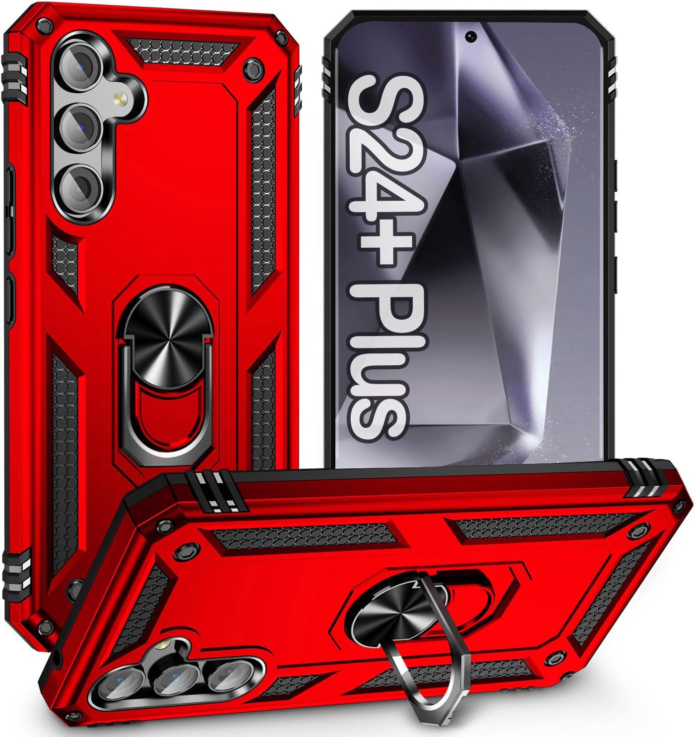 24+Case:ZOEII for Samsung Galaxy S24 Plus Case,Heavy Duty Drop Protection Dust Proof Military Grade Protective Case,S24 Plus Case Red