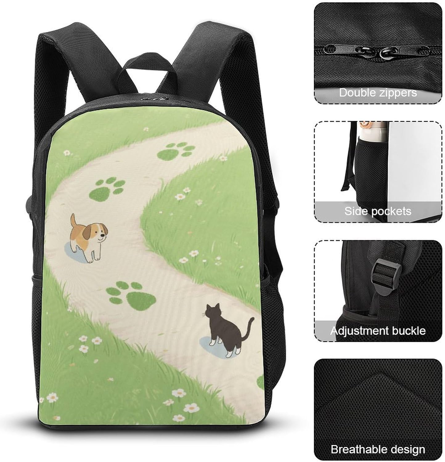 Dog Cat Foot 17 Inch Laptop Backpack Lightweight for Travel Work image 3