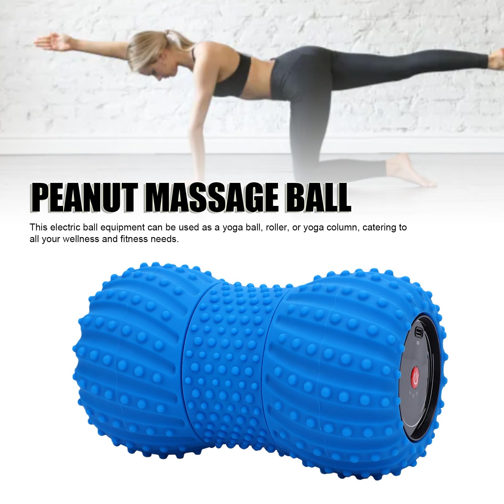 ZJchao Peanut Yoga Roller Ball Bola de Masaje Eléctrica para Liberación Miofascial de Tejido Profundo con de Sonido Incorporado Batería Recargable de 800 Mah (BLUE)