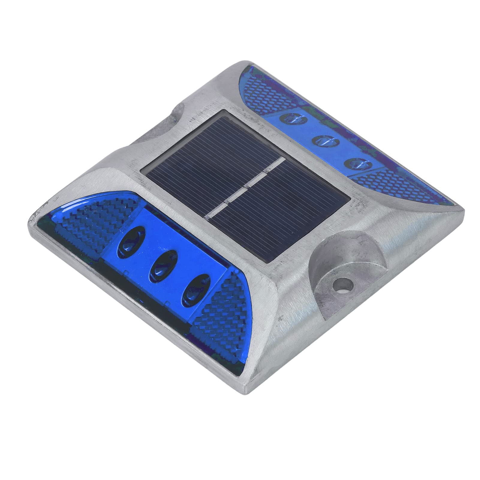 Solar Road Stud, Solar Road Stud Light, Deck Light Cast Aluminium Alloy for Driveway Step Sidewalk Stair Outdoor IP68 Waterproof Road, Warning Lights (Blue Light)