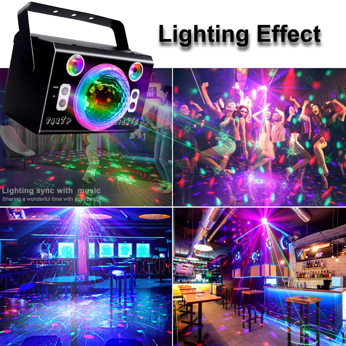 KisMee Dj Disco Light Parties LED Disco Ball Light Strobe Lights Projector Sound Activated Remote