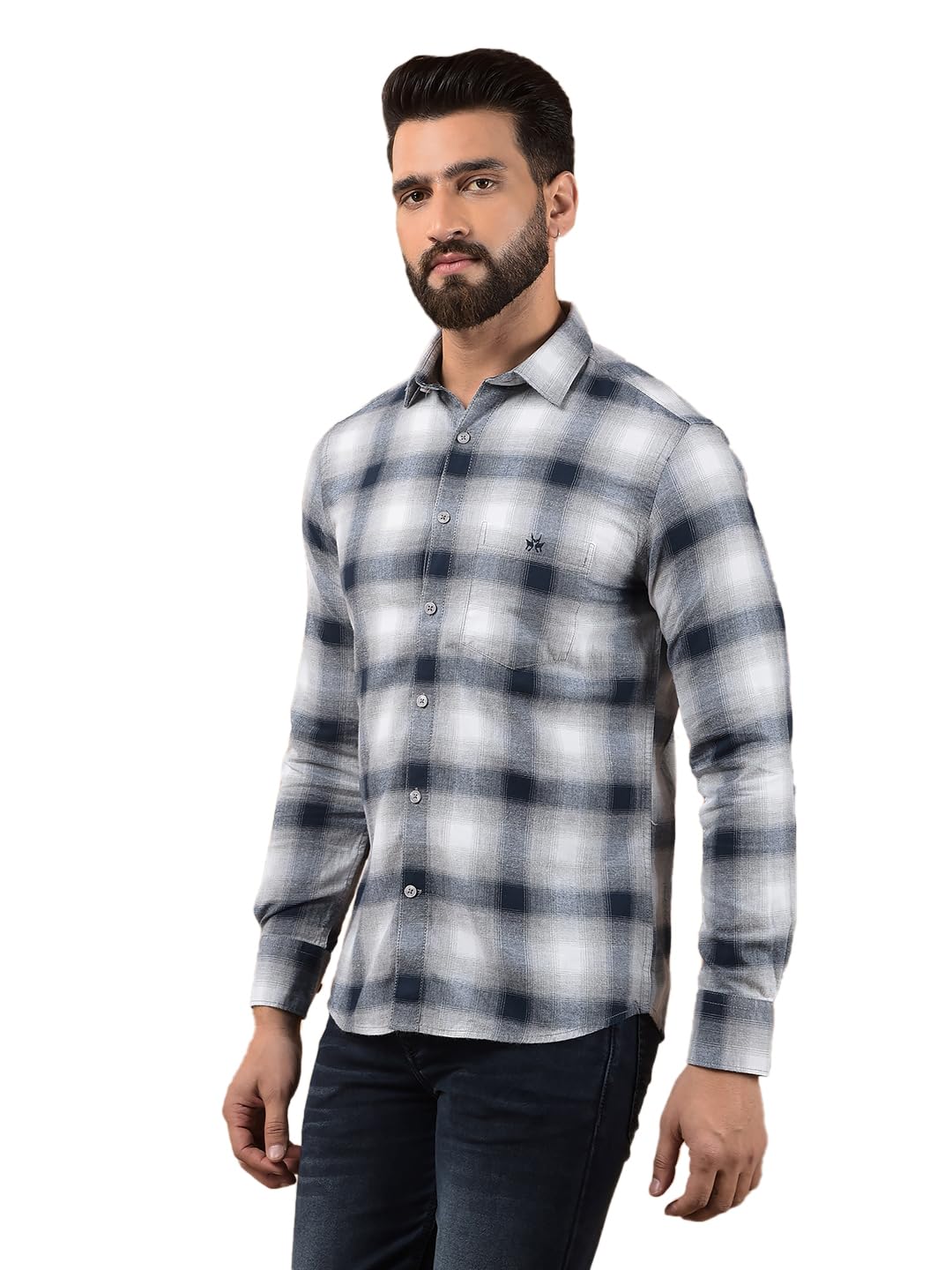 Crimsoune Club Men's Grey 100% Cotton Checked Shirt-picture-14